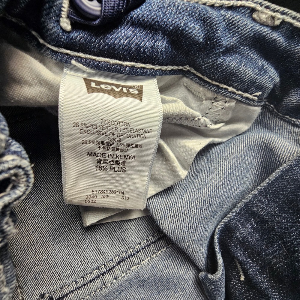 Levis 715 Jeans Girls 16.5 Plus Bootcut Blue Dark Wash Adjustable Waist - Picture 7 of 11